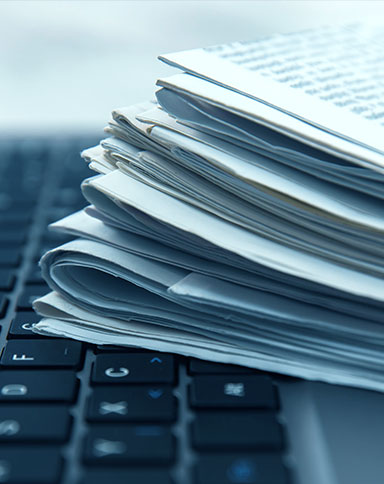 Newspaper on a keyboard